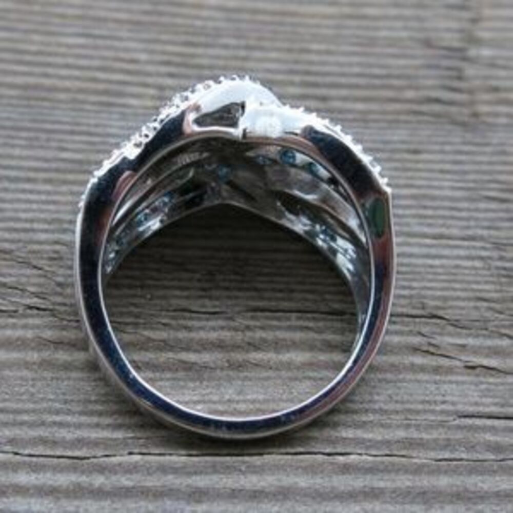 NEW 18K White Gold Sapphire Braided Ring